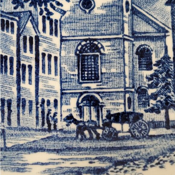 Staffordshire Vintage Liberty Blue 1776 Colonial Transferware 4 Rim Soup Bowls 1 - Picture 5 of 11